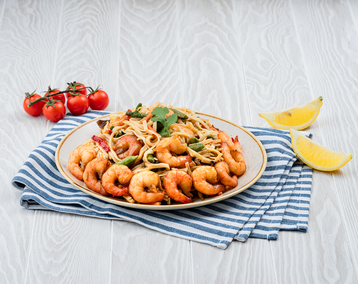 Nouilles sautées aux crevettes